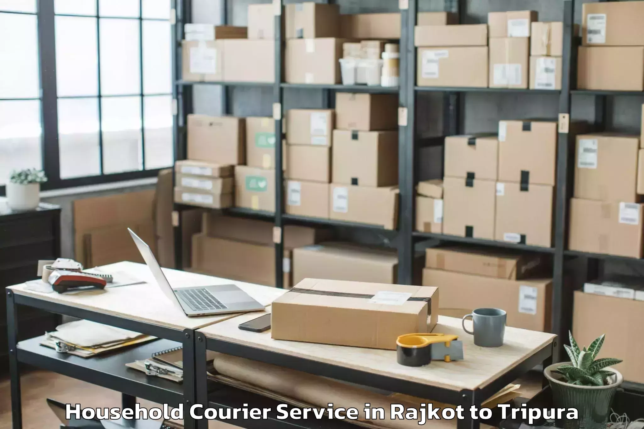 Easy Rajkot to Amarpur Gomati Household Courier Booking